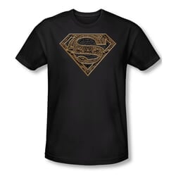 Superman Shirt Slim Fit Aztec Shield Black T-Shirt