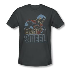 Superman Shirt Slim Fit Colored Lines Charcoal T-Shirt