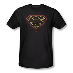 Superman Shirt Slim Fit Colored Shield Black T-Shirt