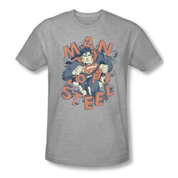 Superman Shirt Slim Fit Coming Through Athletic Heather T-Shirt