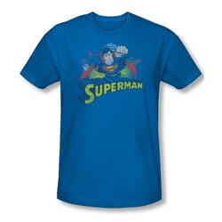 Superman Shirt Slim Fit Distresed Royal T-Shirt