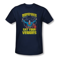 Superman Shirt Slim Fit Eat Veggies Navy T-Shirt