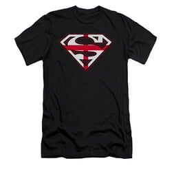 Superman Shirt Slim Fit English Shield Black T-Shirt