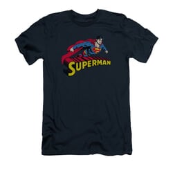 Superman Shirt Slim Fit Flying Over Navy T-Shirt