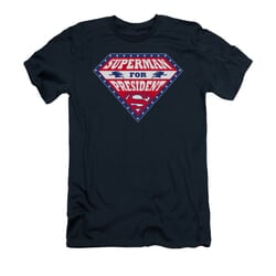 Superman Shirt Slim Fit For President Navy T-Shirt