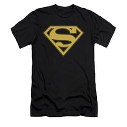 Superman Shirt Slim Fit Gold Shield Black T-Shirt