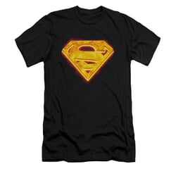 Superman Shirt Slim Fit Hot Steel Shield Black T-Shirt