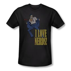 Superman Shirt Slim Fit Love Nerds Black T-Shirt