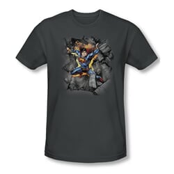 Superman Shirt Slim Fit Make A Hole Charcoal T-Shirt