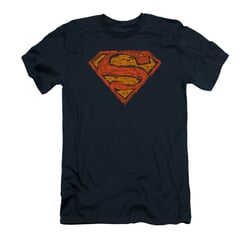 Superman Shirt Slim Fit Messy Shield Navy T-Shirt