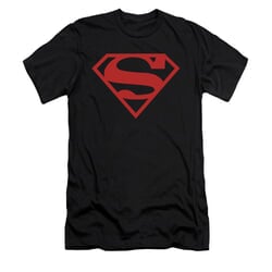 Superman Shirt Slim Fit Red Shield Black T-Shirt