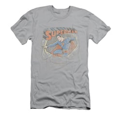 Superman Shirt Slim Fit Ripping Silver T-Shirt