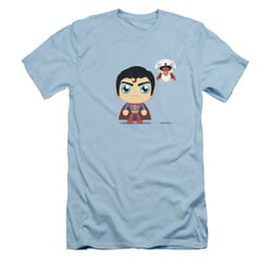 Superman Shirt Slim Fit Round Drawing Light Blue T-Shirt