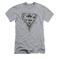 Superman Shirt Slim Fit Skull Shield Athletic Heather T-Shirt