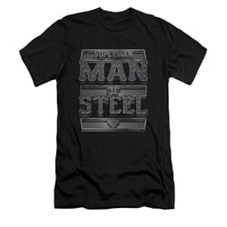 Superman Shirt Slim Fit Steel Text Black T-Shirt