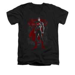 Superman Shirt Slim Fit V-Neck Aftermath Black T-Shirt