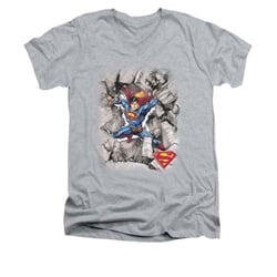 Superman Shirt Slim Fit V-Neck Break Through Athletic Heather T-Shirt