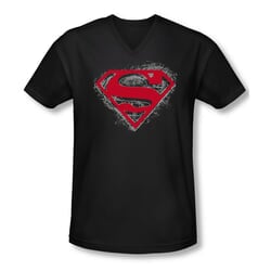 Superman Shirt Slim Fit V-Neck Hardcore Noir Black T-Shirt