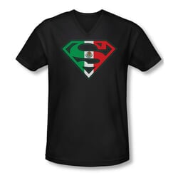 Superman Shirt Slim Fit V-Neck Mexican Shield Navy T-Shirt