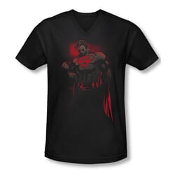 Superman Shirt Slim Fit V-Neck Red Son Black T-Shirt