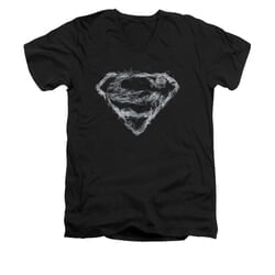 Superman Shirt Slim Fit V-Neck Smoke Shield Black T-Shirt