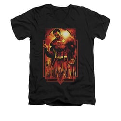 Superman Shirt Slim Fit V-Neck Standing Over Black T-Shirt