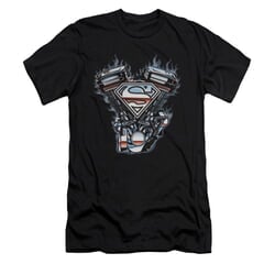 Superman Shirt Slim Fit V Twin Logo Black T-Shirt