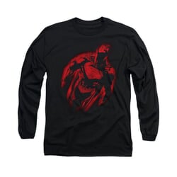 Superman Shirt Sprayed Red Long Sleeve Black Tee T-Shirt