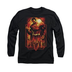 Superman Shirt Standing Over Long Sleeve Black Tee T-Shirt