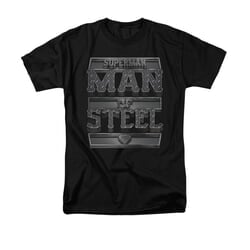 Superman Shirt Steel Text Black T-Shirt