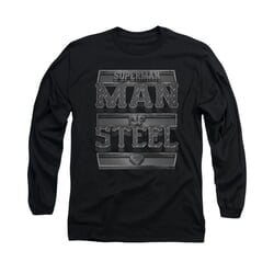 Superman Shirt Steel Text Long Sleeve Black Tee T-Shirt