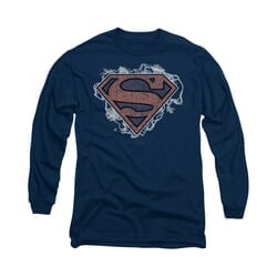 Superman Shirt Storm Clouds Long Sleeve Navy Tee T-Shirt