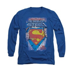 Superman Shirt The Legend Long Sleeve Royal Tee T-Shirt