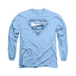 Superman Shirt Tribal Chrome Long Sleeve Carolina Blue Tee T-Shirt