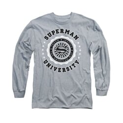 Superman Shirt University Long Sleeve Athletic Heather Tee T-Shirt