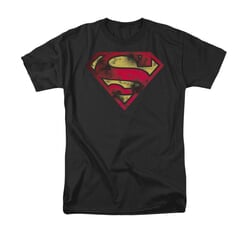 Superman Shirt War Torn Shield Black T-Shirt