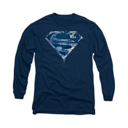 Superman Shirt Water Shield Long Sleeve Navy Tee T-Shirt