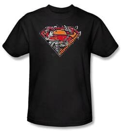 Superman T-shirt DC Comics Breaking Chain Logo Adult Black Tee Shirt