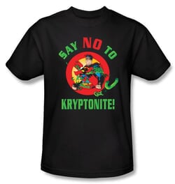 Superman T-shirt DC Comics Say No To Kryptonite Adult Black Tee Shirt