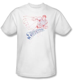 Superman T-shirt DC Comics Sketch Adult White Superhero Tee Shirt