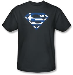 Superman T-shirt Greek Shield Logo Adult Navy Blue Tee Shirt