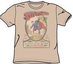 Superman T-shirt - Superman 1 Distressed Adult Sand Colored Tee