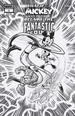 What if Mickey & Friends Became Fantastic Four #1 (B&W Variant)