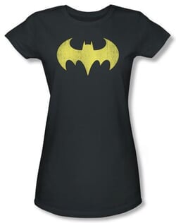 Batgirl Juniors T-shirt - Logo Distressed DC Comics Charcoal Tee