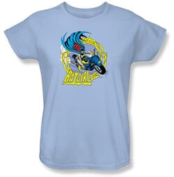 Batgirl Ladies T-shirt - Batgirl Motorcycle Dc Comics Light Blue