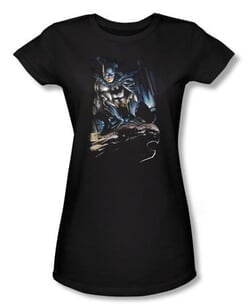 Batman Juniors T-Shirt - Perched Black Tee