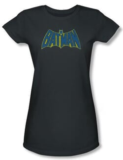 Batman Juniors T-Shirt - Sketch Logo Charcoal Tee