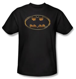 Batman Kids T-Shirt - Black & Gold Embossed Shield Youth Black Tee