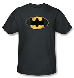 Batman Kids T-Shirt - Destroyed Logo Youth Charcoal Tee