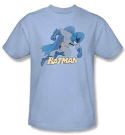 Batman Kids T-Shirt - Running Retro Youth Light Blue Tee